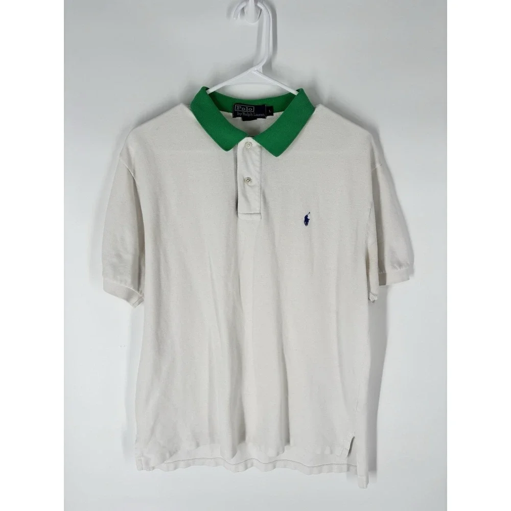Vintage 90s Polo Ralph Lauren Mens Ringer Polo XL Shortsleeve Preppy Tennis